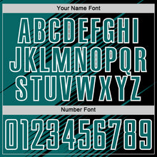 Load image into Gallery viewer, Custom Black Teal-White Line Sublimation Soccer Uniform Jersey