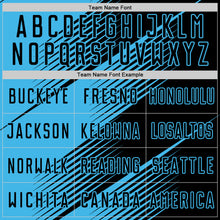 Load image into Gallery viewer, Custom Black Sky Blue Line Sublimation Soccer Uniform Jersey