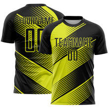 Laden Sie das Bild in den Galerie-Viewer, Custom Black Neon Yellow Line Sublimation Soccer Uniform Jersey