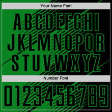 Load image into Gallery viewer, Custom Black Grass Green Line Sublimation Soccer Uniform Jersey
