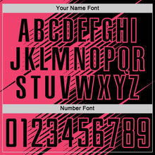 Load image into Gallery viewer, Custom Black Neon Pink Line Sublimation Soccer Uniform Jersey
