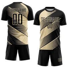 Laden Sie das Bild in den Galerie-Viewer, Custom Black Cream Line Sublimation Soccer Uniform Jersey