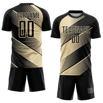Custom Black Cream Line Sublimation Soccer Uniform Jersey