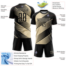 Laden Sie das Bild in den Galerie-Viewer, Custom Black Cream Line Sublimation Soccer Uniform Jersey