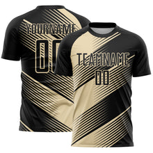 Laden Sie das Bild in den Galerie-Viewer, Custom Black Cream Line Sublimation Soccer Uniform Jersey