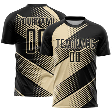 Custom Black Cream Line Sublimation Soccer Uniform Jersey