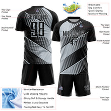 Charger l'image dans la galerie, Custom Black Silver Line Sublimation Soccer Uniform Jersey