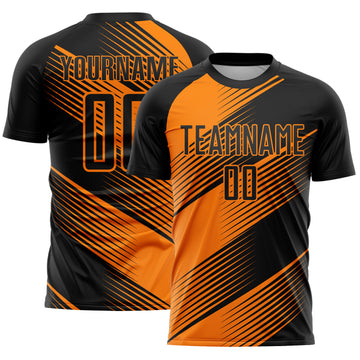 Custom Black Bay Orange Line Sublimation Soccer Uniform Jersey