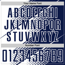 Load image into Gallery viewer, Custom Navy White Line Sublimation Soccer Uniform Jersey