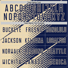 Load image into Gallery viewer, Custom Navy Cream Line Sublimation Soccer Uniform Jersey