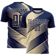 Load image into Gallery viewer, Custom Navy Cream Line Sublimation Soccer Uniform Jersey