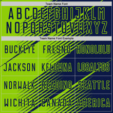 Charger l'image dans la galerie, Custom Navy Neon Green Line Sublimation Soccer Uniform Jersey