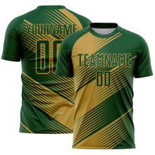 Charger l'image dans la galerie, Custom Green Old Gold Line Sublimation Soccer Uniform Jersey