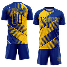 Charger l'image dans la galerie, Custom Royal Yellow Line Sublimation Soccer Uniform Jersey
