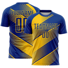 Charger l'image dans la galerie, Custom Royal Yellow Line Sublimation Soccer Uniform Jersey