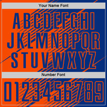 Load image into Gallery viewer, Custom Royal Orange Line Sublimation Soccer Uniform Jersey
