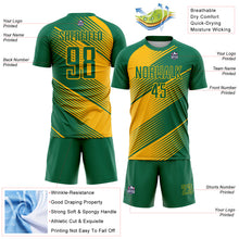 Charger l'image dans la galerie, Custom Kelly Green Gold Line Sublimation Soccer Uniform Jersey