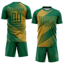 Charger l'image dans la galerie, Custom Kelly Green Old Gold Line Sublimation Soccer Uniform Jersey