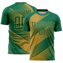 Charger l'image dans la galerie, Custom Kelly Green Old Gold Line Sublimation Soccer Uniform Jersey
