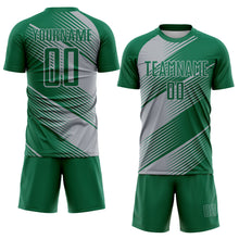 Charger l'image dans la galerie, Custom Kelly Green Gray Line Sublimation Soccer Uniform Jersey