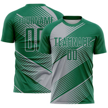 Charger l'image dans la galerie, Custom Kelly Green Gray Line Sublimation Soccer Uniform Jersey