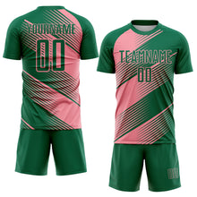 Charger l'image dans la galerie, Custom Kelly Green Medium Pink Line Sublimation Soccer Uniform Jersey