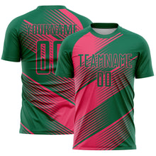 Charger l'image dans la galerie, Custom Kelly Green Neon Pink Line Sublimation Soccer Uniform Jersey
