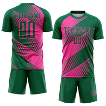 Charger l'image dans la galerie, Custom Kelly Green Pink Line Sublimation Soccer Uniform Jersey