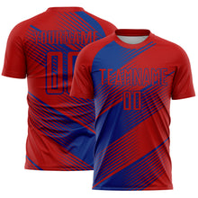 Load image into Gallery viewer, Custom Red Royal Line Sublimation Soccer Uniform Jersey