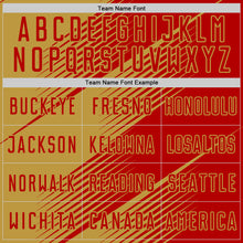 Загрузить изображение в средство просмотра галереи, Custom Red Old Gold Line Sublimation Soccer Uniform Jersey