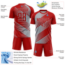 Laden Sie das Bild in den Galerie-Viewer, Custom Red Gray Line Sublimation Soccer Uniform Jersey