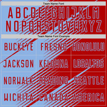 Load image into Gallery viewer, Custom Red Light Blue Line Sublimation Soccer Uniform Jersey