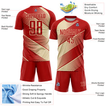 Загрузить изображение в средство просмотра галереи, Custom Red Cream Line Sublimation Soccer Uniform Jersey
