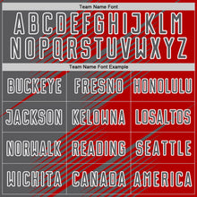 Load image into Gallery viewer, Custom Red Steel Gray-White Line Sublimation Soccer Uniform Jersey