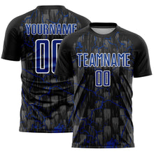 Load image into Gallery viewer, Custom Black Royal-White Lightning Sublimation Soccer Uniform Jersey