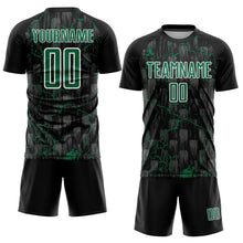 Load image into Gallery viewer, Custom Black Kelly Green-White Lightning Sublimation Soccer Uniform Jersey