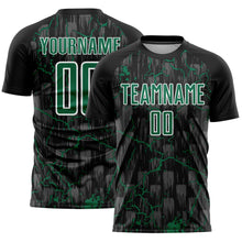 Load image into Gallery viewer, Custom Black Kelly Green-White Lightning Sublimation Soccer Uniform Jersey