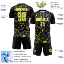Load image into Gallery viewer, Custom Black Neon Yellow-White Lightning Sublimation Soccer Uniform Jersey