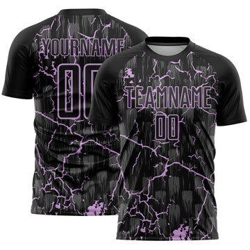 Custom Black Light Purple Lightning Sublimation Soccer Uniform Jersey