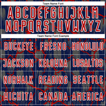 Laden Sie das Bild in den Galerie-Viewer, Custom Navy Red-White Lightning Sublimation Soccer Uniform Jersey