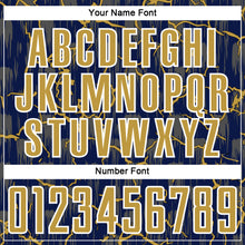 Laden Sie das Bild in den Galerie-Viewer, Custom Navy Old Gold-White Lightning Sublimation Soccer Uniform Jersey