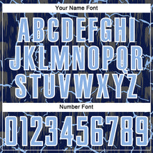 Laden Sie das Bild in den Galerie-Viewer, Custom Navy Light Blue-White Lightning Sublimation Soccer Uniform Jersey