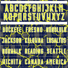 Laden Sie das Bild in den Galerie-Viewer, Custom Navy Neon Yellow-White Lightning Sublimation Soccer Uniform Jersey