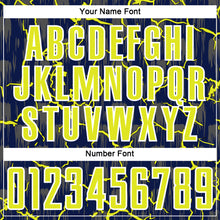 Laden Sie das Bild in den Galerie-Viewer, Custom Navy Neon Yellow-White Lightning Sublimation Soccer Uniform Jersey