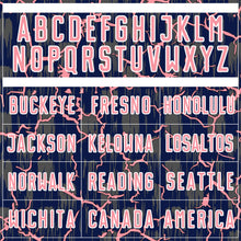 Laden Sie das Bild in den Galerie-Viewer, Custom Navy Medium Pink-White Lightning Sublimation Soccer Uniform Jersey