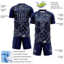 Charger l'image dans la galerie, Custom Navy Silver Lightning Sublimation Soccer Uniform Jersey