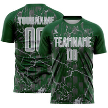 Charger l'image dans la galerie, Custom Green Gray-White Lightning Sublimation Soccer Uniform Jersey