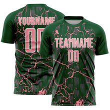 Charger l'image dans la galerie, Custom Green Medium Pink-White Lightning Sublimation Soccer Uniform Jersey
