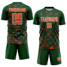 Charger l'image dans la galerie, Custom Green Orange-White Lightning Sublimation Soccer Uniform Jersey