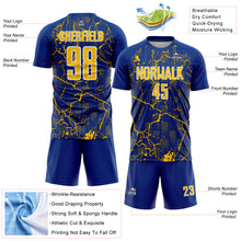 Charger l'image dans la galerie, Custom Royal Yellow-White Lightning Sublimation Soccer Uniform Jersey